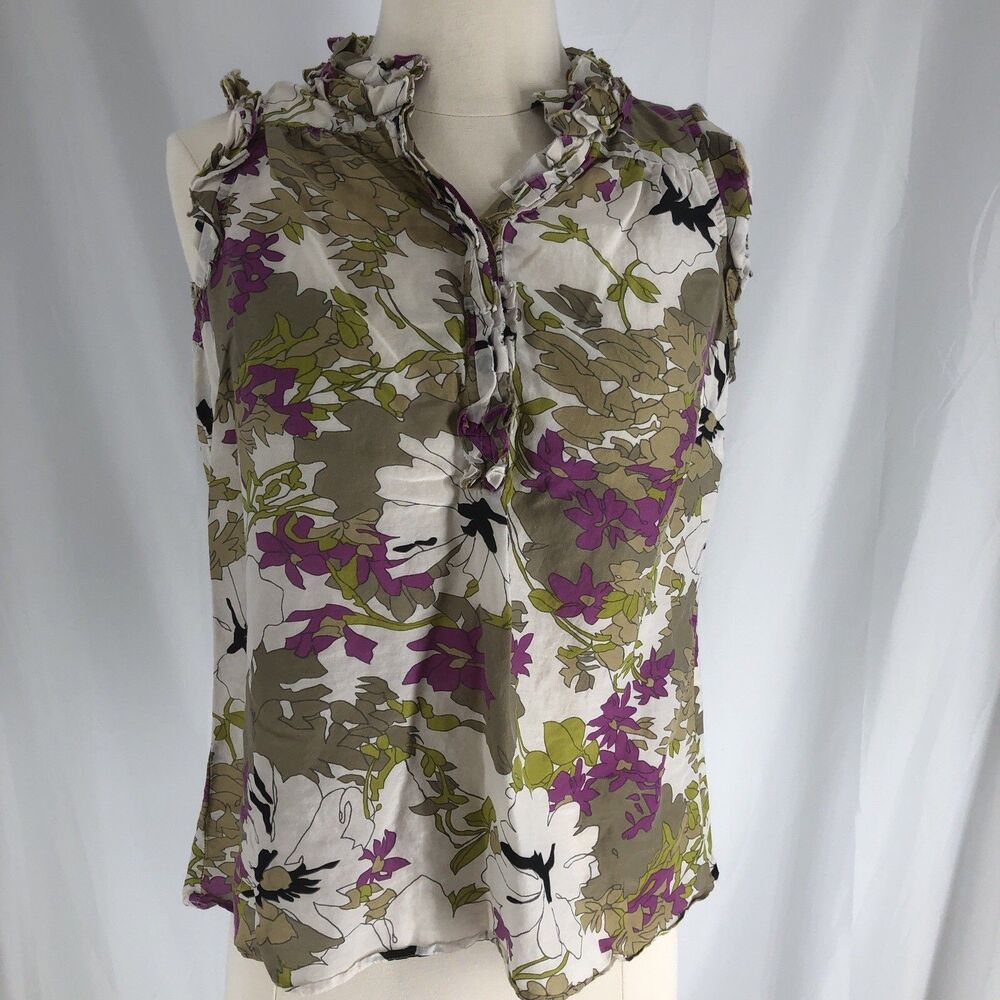 Loft Petite By Ann Taylor Sleeveless Blouse Size MP V Neck
